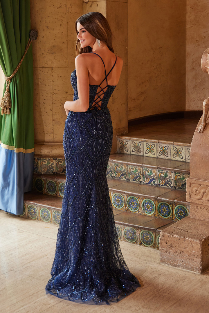 Nox Anabel C1616 Beaded Tulle Spaghetti Straps Prom Dress