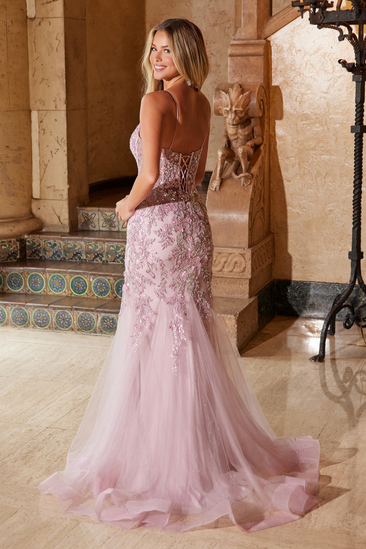 Nox Anabel Q1541 Tulle Sequin Sweetheart Neck Trumpet Dress