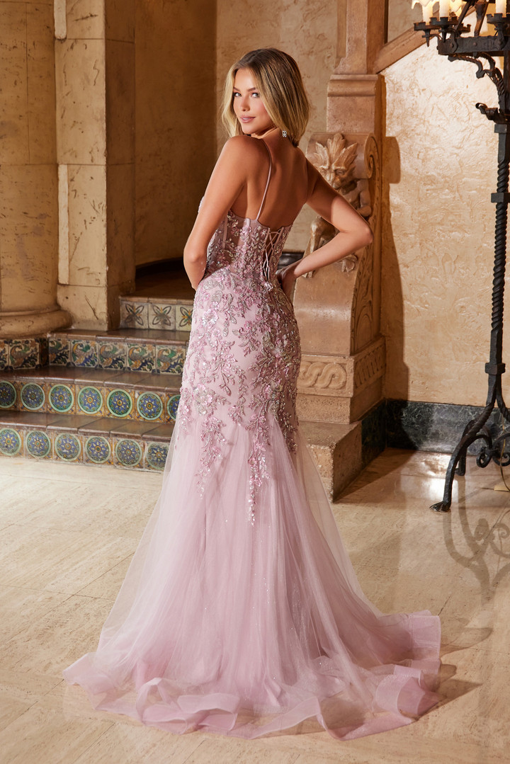 Nox Anabel Q1541 Tulle Sequin Sweetheart Neck Trumpet Dress