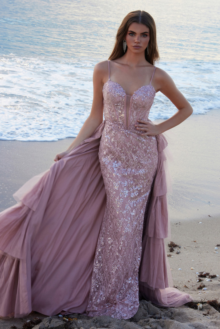 Nox Anabel Y1544 Sequin Embellished Sweetheart Neck Dress