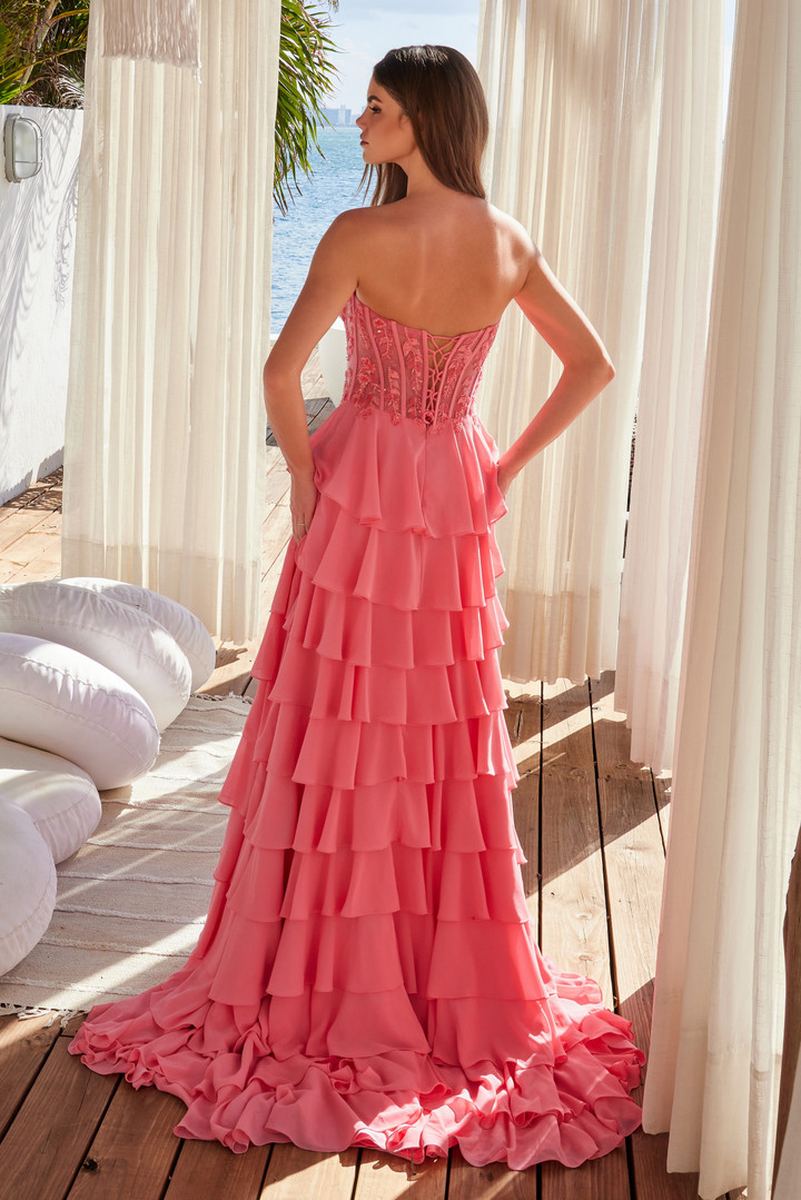 Nox Anabel Y1551 Chiffon Layered Sweetheart Strapless Dress
