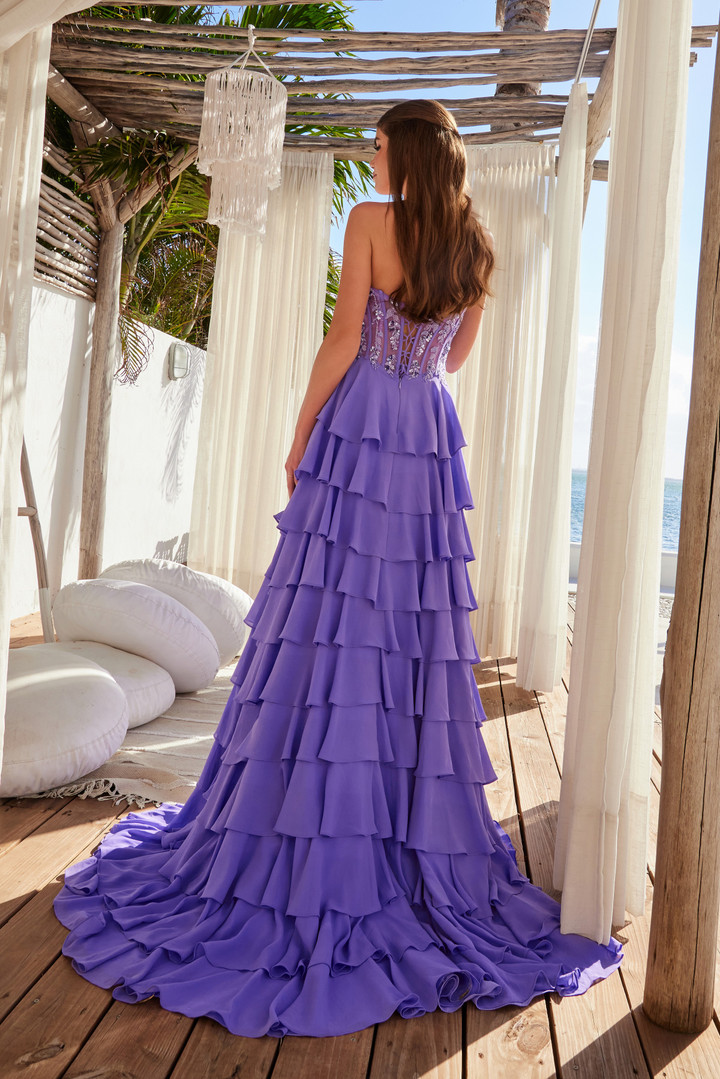 Nox Anabel Y1551 Chiffon Layered Sweetheart Strapless Dress