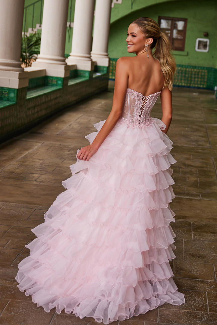 Nox Anabel R1688 Layered Tulle Sweetheart Strapless Dress