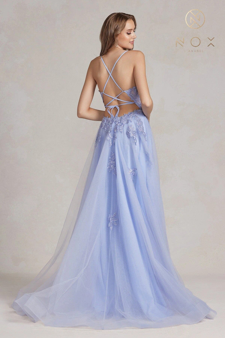 Nox Anabel G1149 Polyester Tulle Embellished V-neck Dress Nox Anabel G1149 Polyester Tulle Embellished V-neck Dress