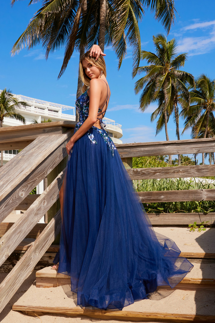 Nox Anabel G1649 Sequin Deep V-Neck Sleeveless A-line Dress