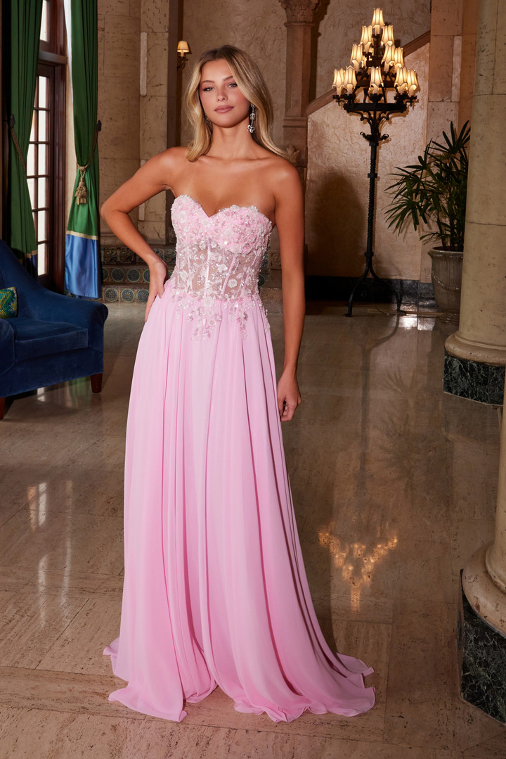 Nox Anabel C1617 Chiffon Sweetheart Neck Strapless Dress