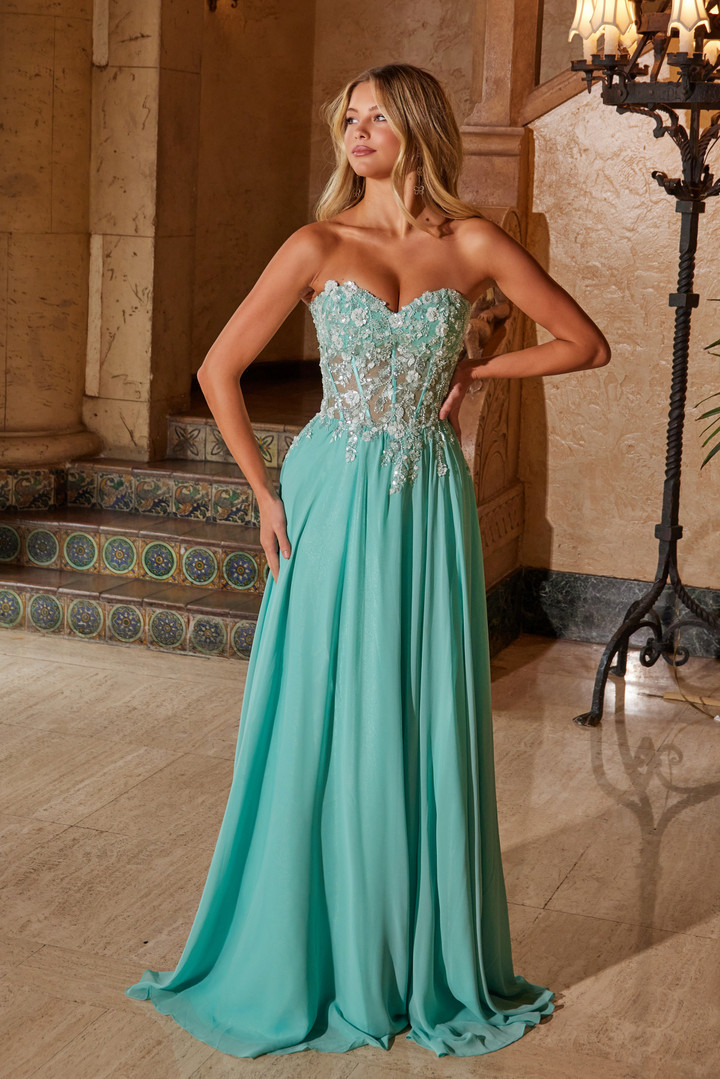 Nox Anabel C1617 Chiffon Sweetheart Neck Strapless Dress