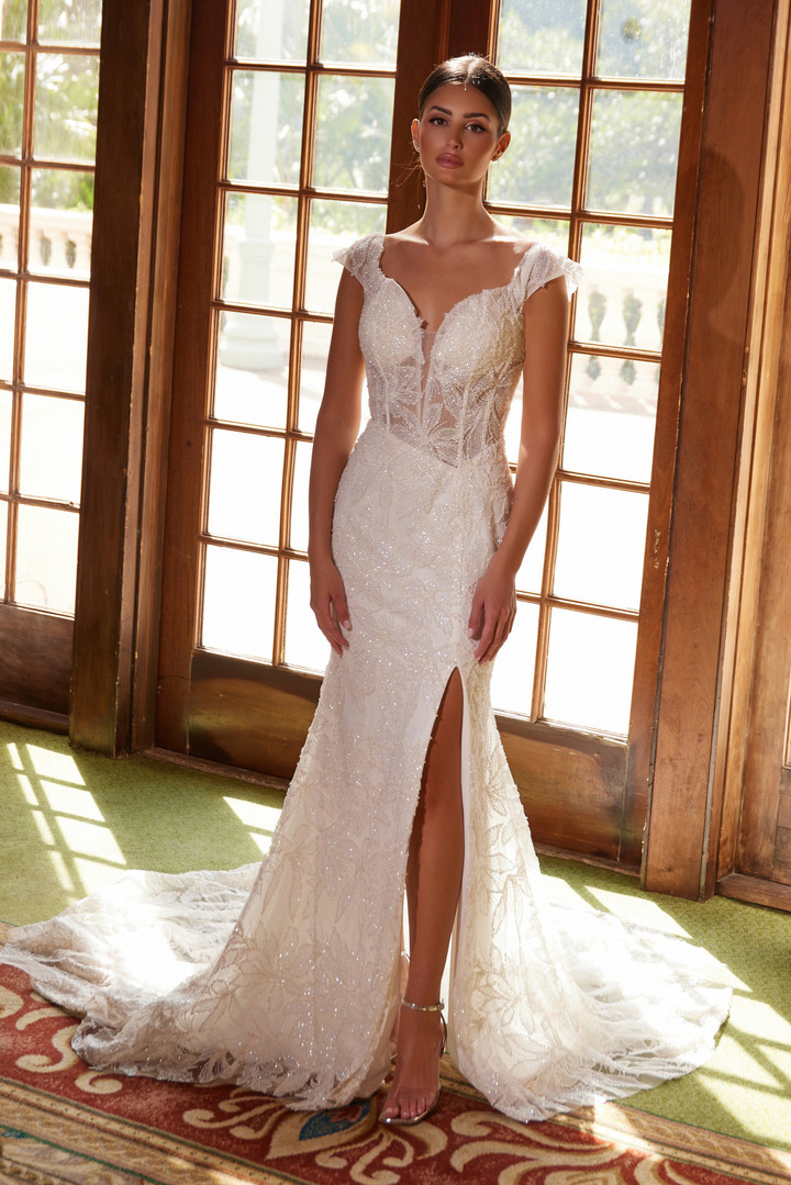 Nox Anabel C1600 Fully Beaded Tulle Off Shoulder Prom Dress