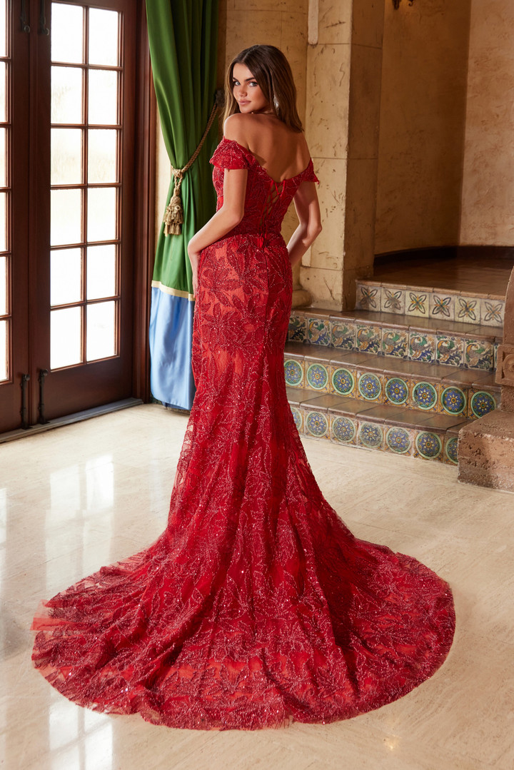 Nox Anabel C1600 Fully Beaded Tulle Off Shoulder Prom Dress