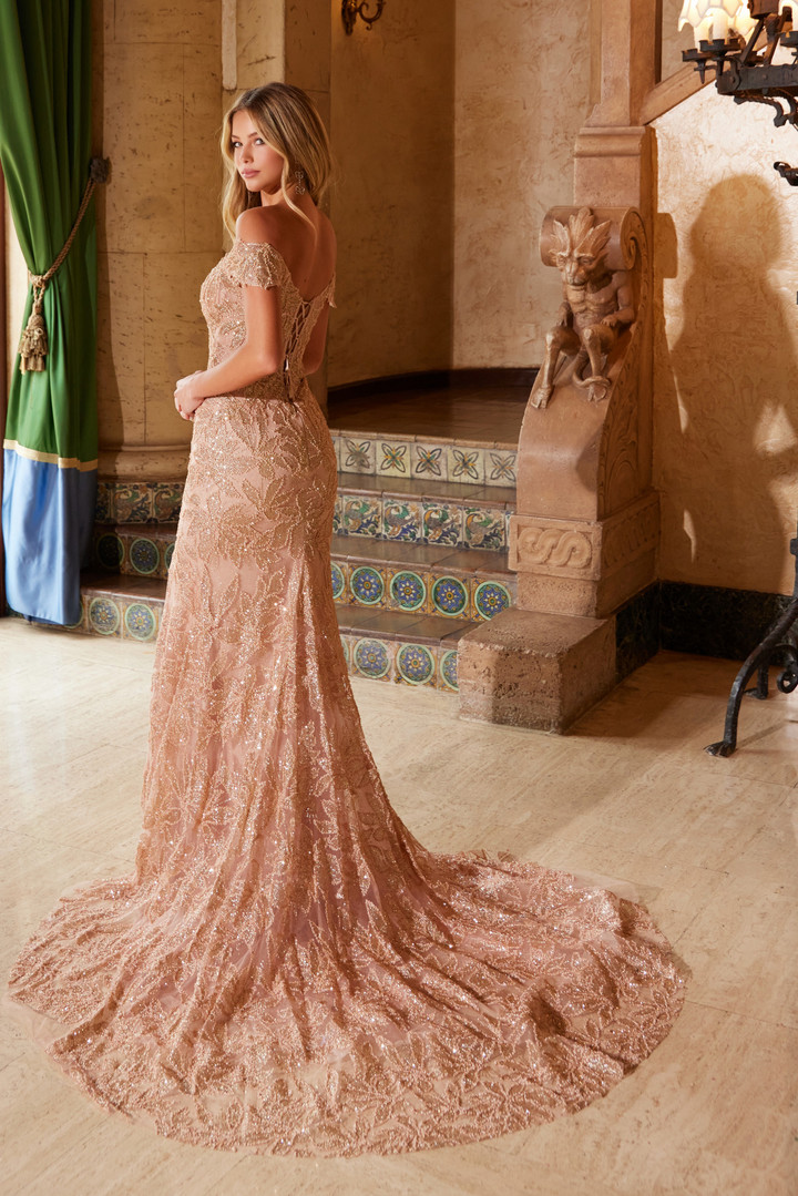 Nox Anabel C1600 Fully Beaded Tulle Off Shoulder Prom Dress