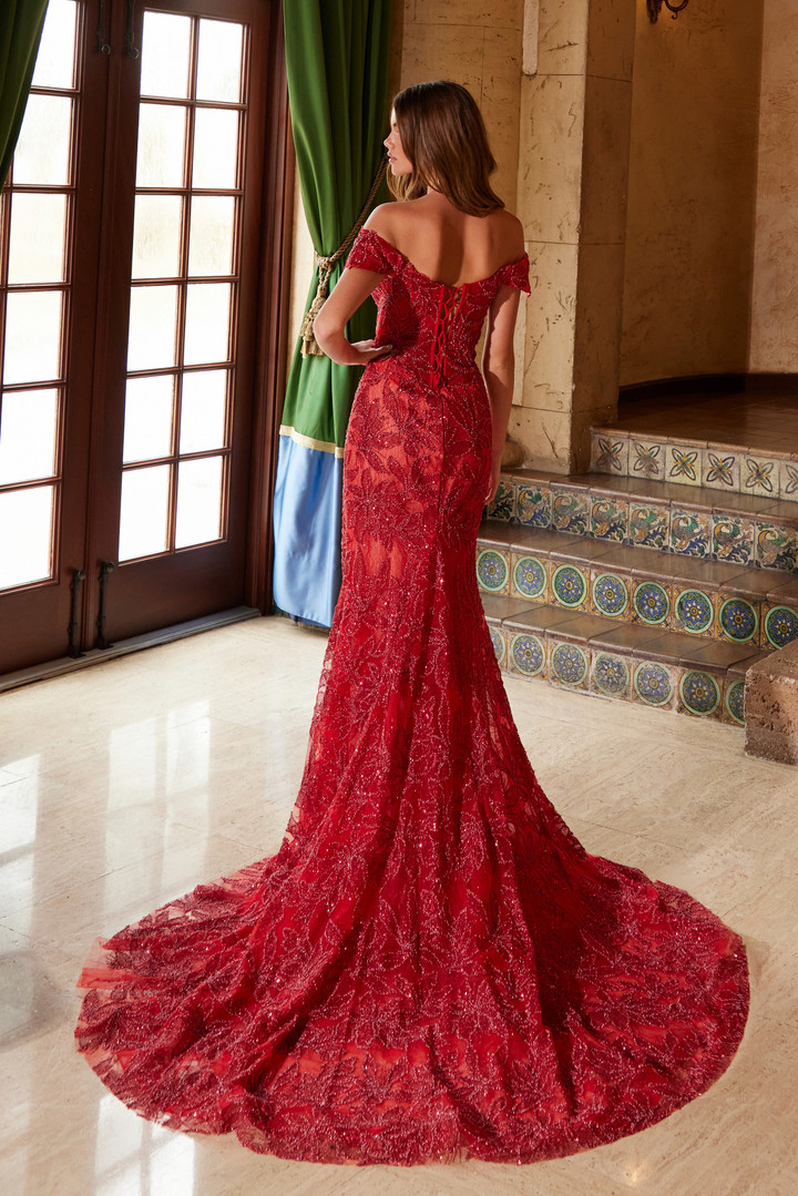 Nox Anabel C1600 Fully Beaded Tulle Off Shoulder Prom Dress