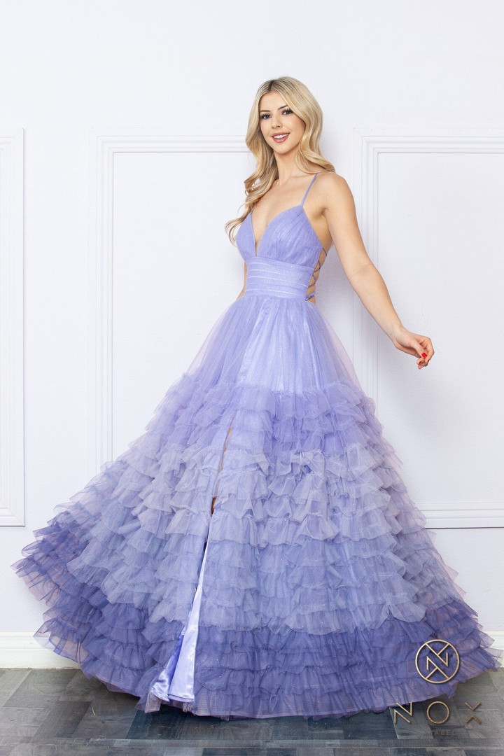 Nox Anabel C1420 Ombre Ruffle Sleeveless A-Line Prom Dress