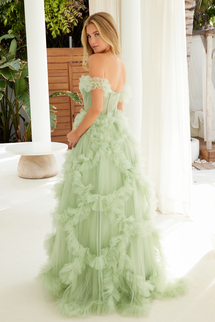 Nox Anabel Y1472 Ruffled Off Shoulder Sweetheart Neck Dress