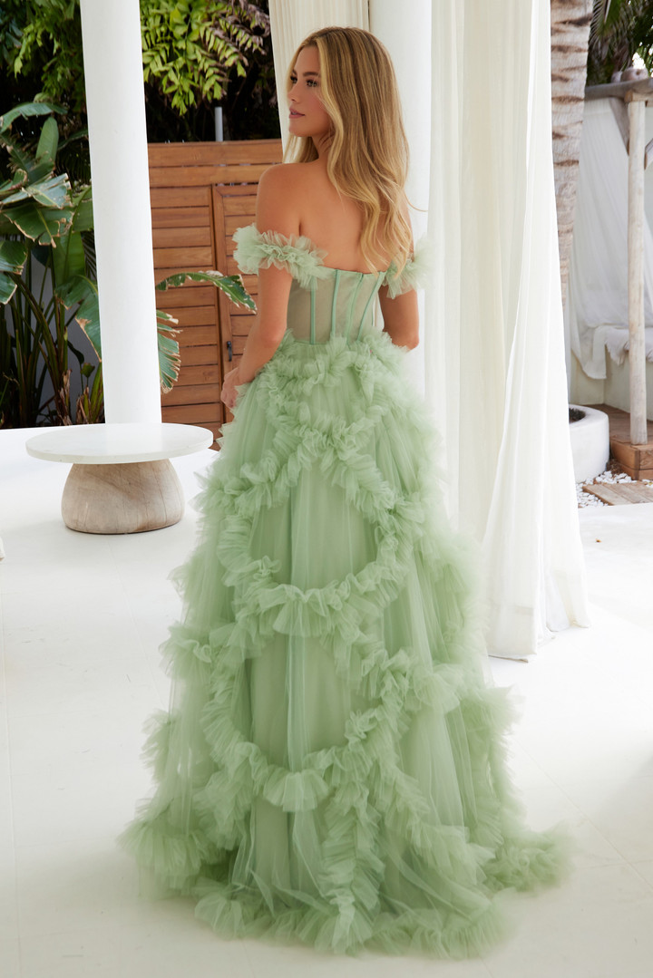 Nox Anabel Y1472 Ruffled Off Shoulder Sweetheart Neck Dress