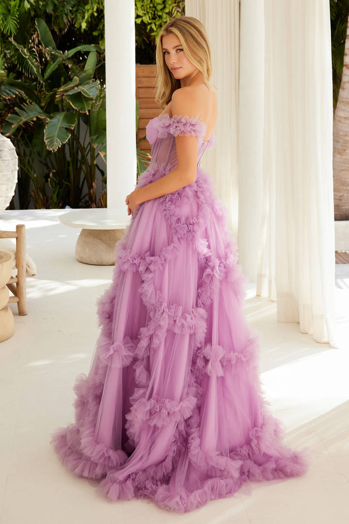Nox Anabel Y1472 Ruffled Off Shoulder Sweetheart Neck Dress