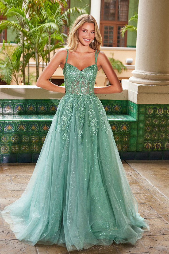 Nox Anabel H1682 Tulle Floral Sweetheart Neckline Prom Dress