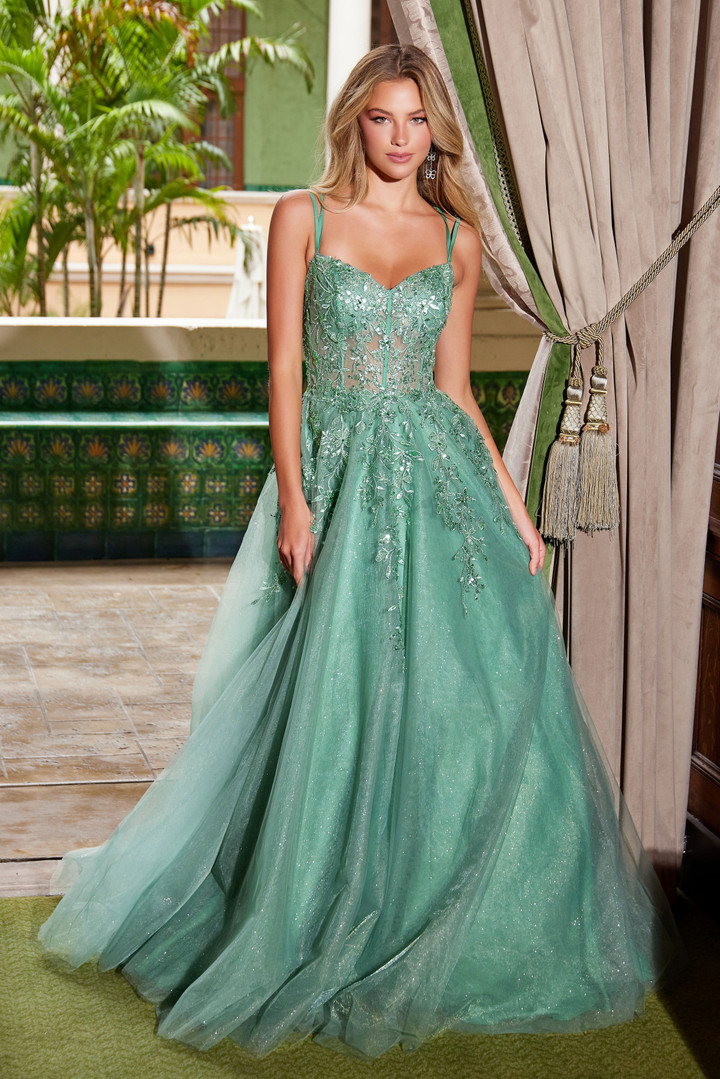 Nox Anabel H1682 Tulle Floral Sweetheart Neckline Prom Dress