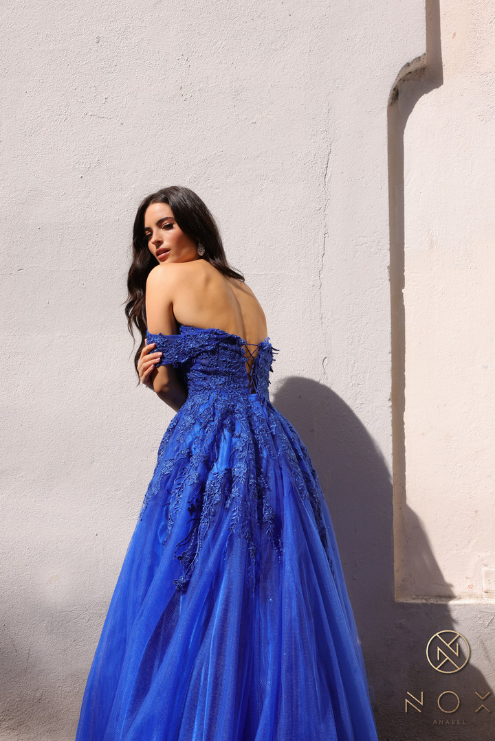 Nox Anabel R1303 Tulle Sweetheart Off Shoulder Straps Gown