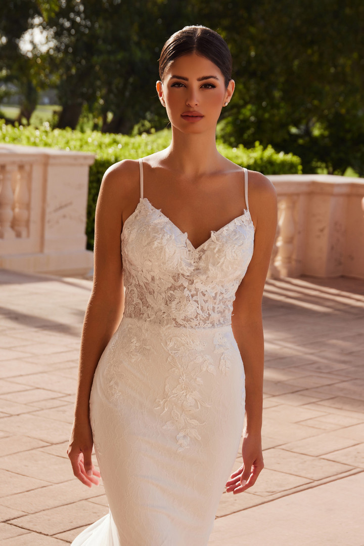 Nox Anabel JW239 Embroidered Tulle V-neckline Wedding Gown