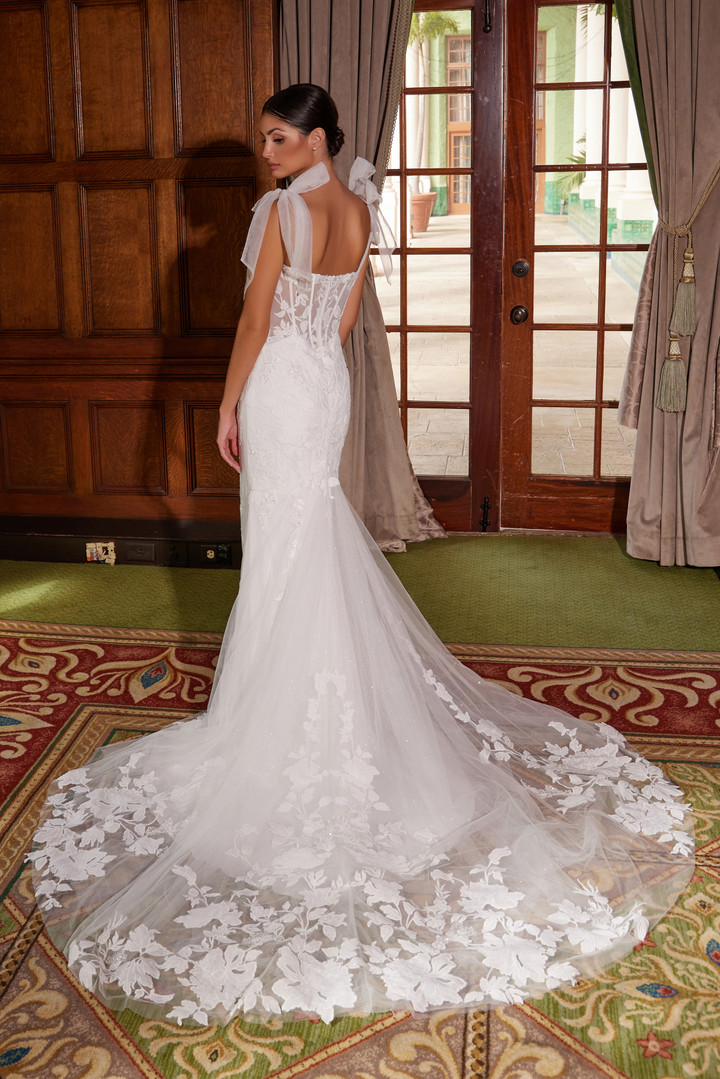 Nox Anabel JW1033L Embroidered Tulle Sweetheart Wedding Gown