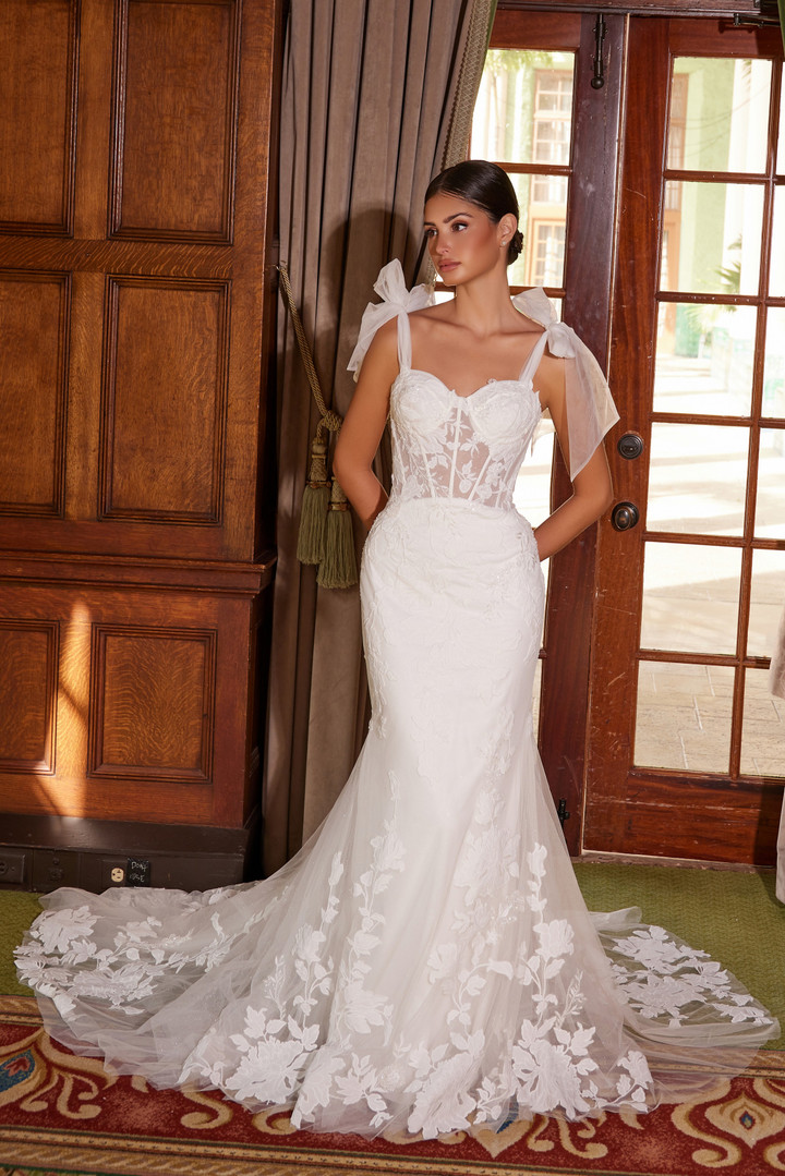 Nox Anabel JW1033L Embroidered Tulle Sweetheart Wedding Gown
