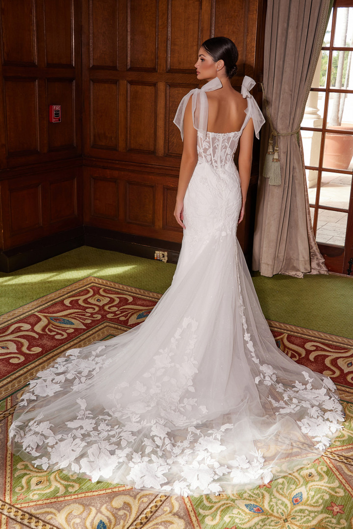 Nox Anabel JW1033L Embroidered Tulle Sweetheart Wedding Gown