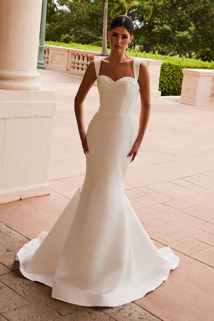 Nox Anabel JW1034 Stretch Satin Sweetheart Neck Wedding Gown