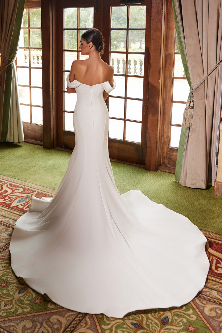 Nox Anabel JW1032 Stretch Satin Off-shoulder Wedding Gown