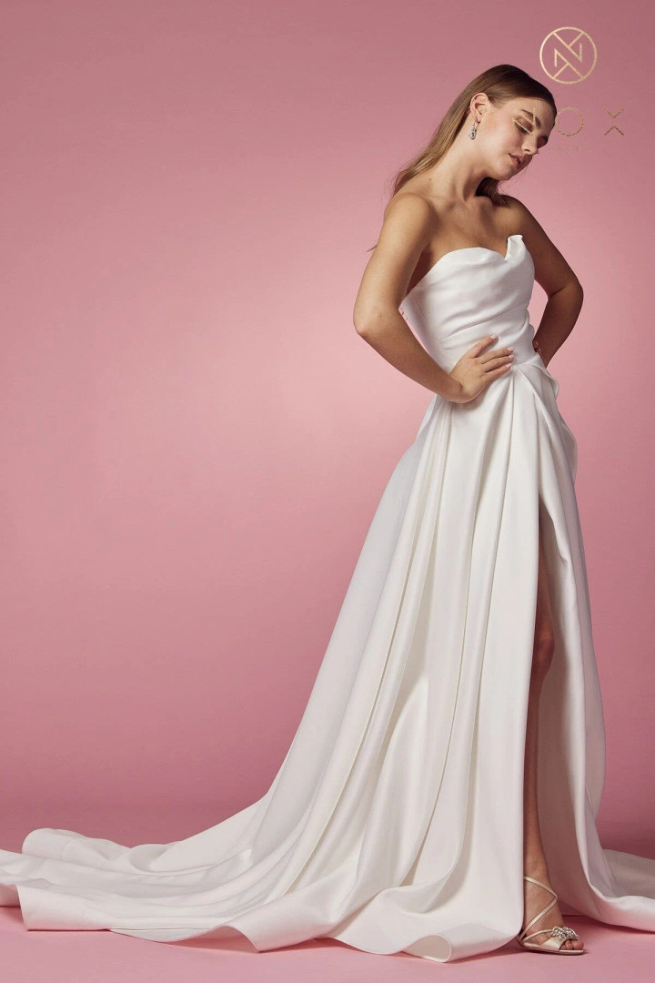 Nox Anabel JW938 Semi-Sweetheart Strapless Long Wedding Gown
