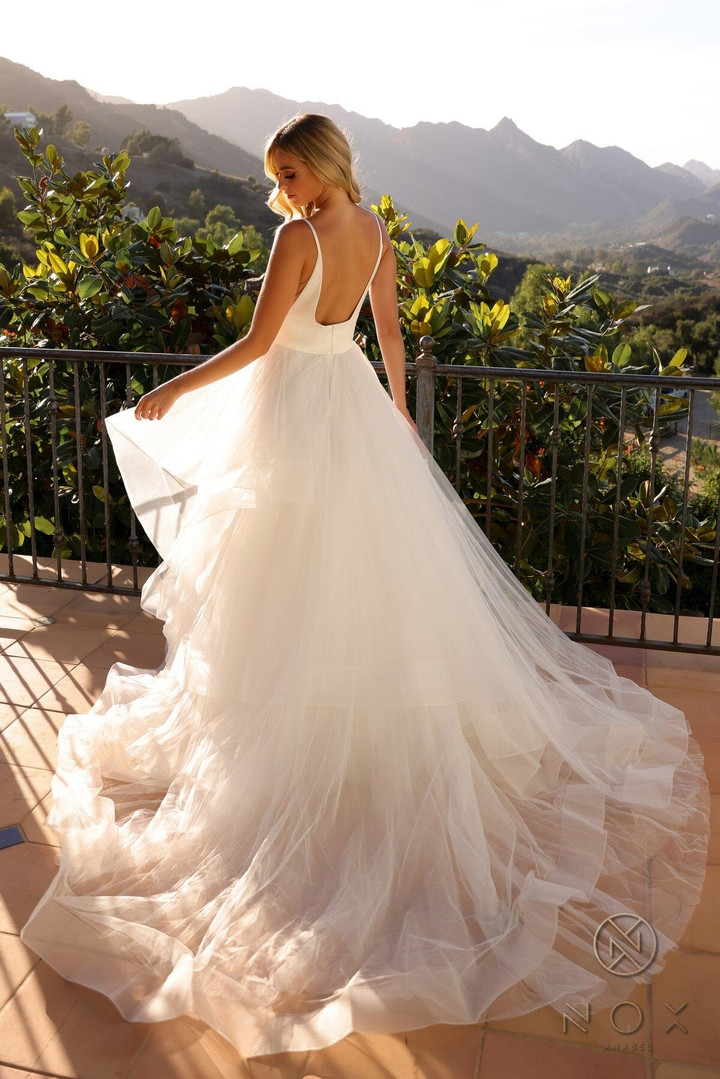 Nox Anabel JE997 Multi-Layered Tulle V-neck Wedding Dress