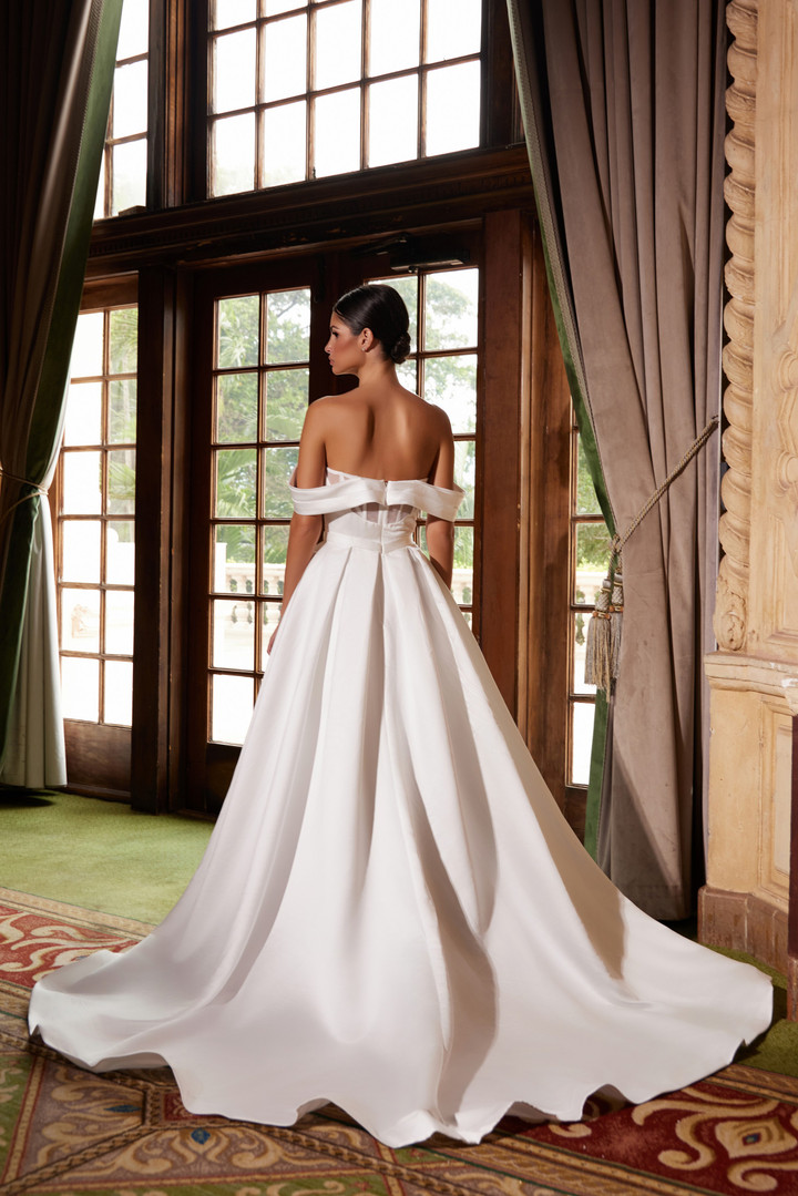 Nox Anabel JE1016 Satin Off-shoulder Sweetheart Wedding Gown