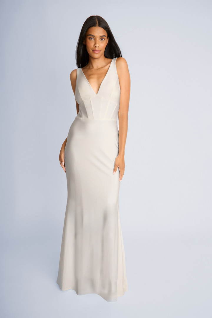 Bari Jay 2618 Lux Stretch V-Neck Sleevless Bridesmaid Gown