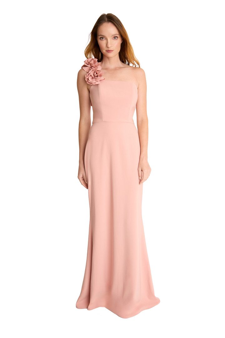 Bari Jay 2623 Stretch Crepe Straight Neck Bridesmaid Gown