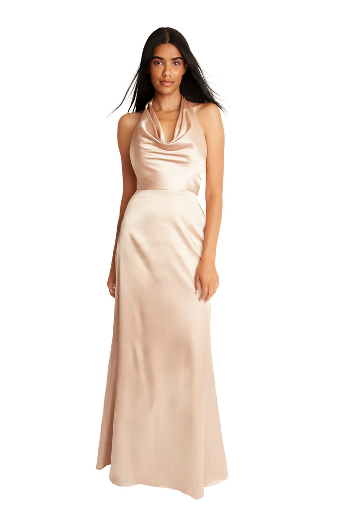 Bari Jay 2626 Stretch Charmeuse Halter Neck Bridesmaid Gown