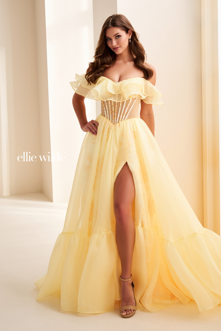 Ellie Wilde by Mon Cheri EW37029 Printed Satin Ball Gown