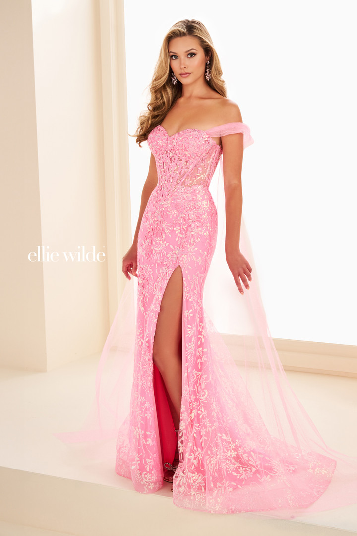 Ellie Wilde by Mon Cheri EW37030 Lace Off-Shoulder Dress