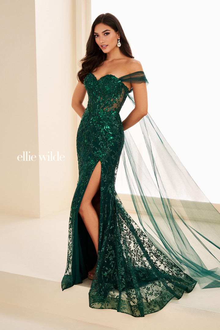 Ellie Wilde by Mon Cheri EW37030 Lace Off-Shoulder Dress