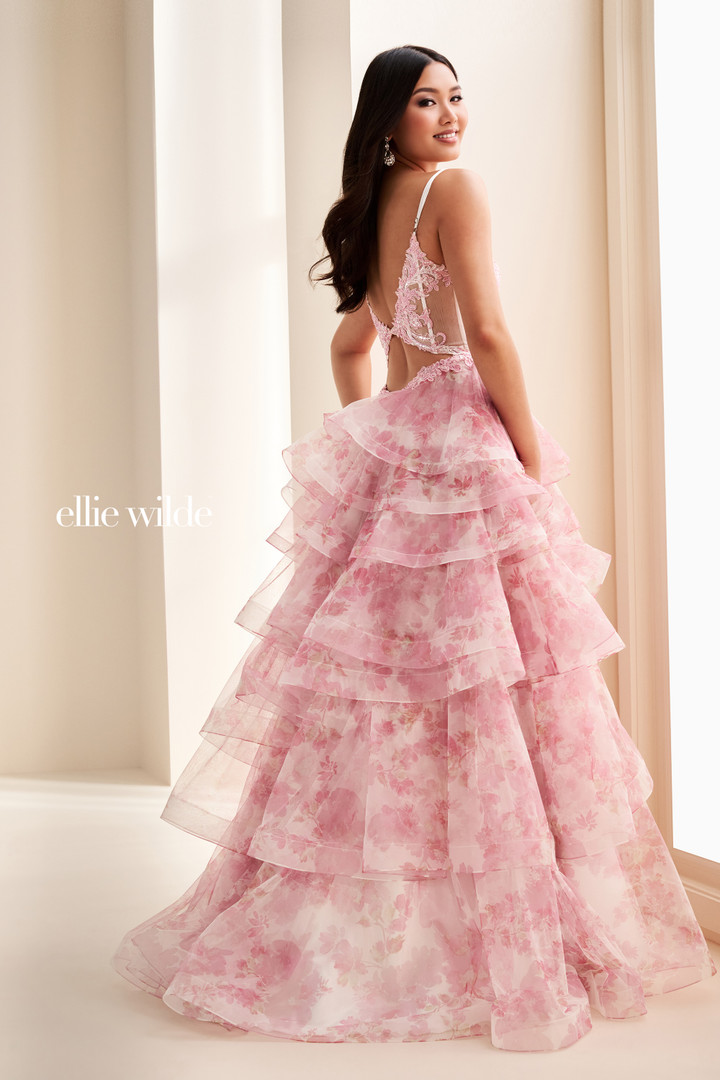 Ellie Wilde by Mon Cheri EW37093 Floral Layered Skirt Gown Ellie Wilde by Mon Cheri EW37093 Floral Layered Skirt Gown