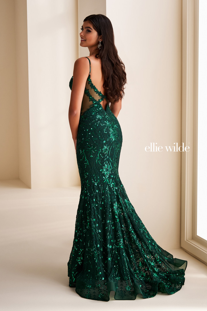 Ellie Wilde by Mon Cheri EW37204 Embroidered Mesh Long Dress