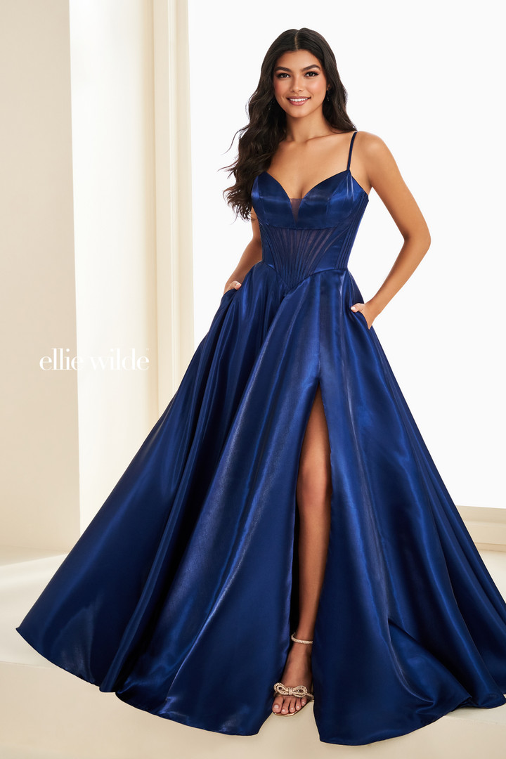 Ellie Wilde by Mon Cheri EW37226 Satin Sleeveless Prom Dress Ellie Wilde by Mon Cheri EW37226 Satin Sleeveless Prom Dress