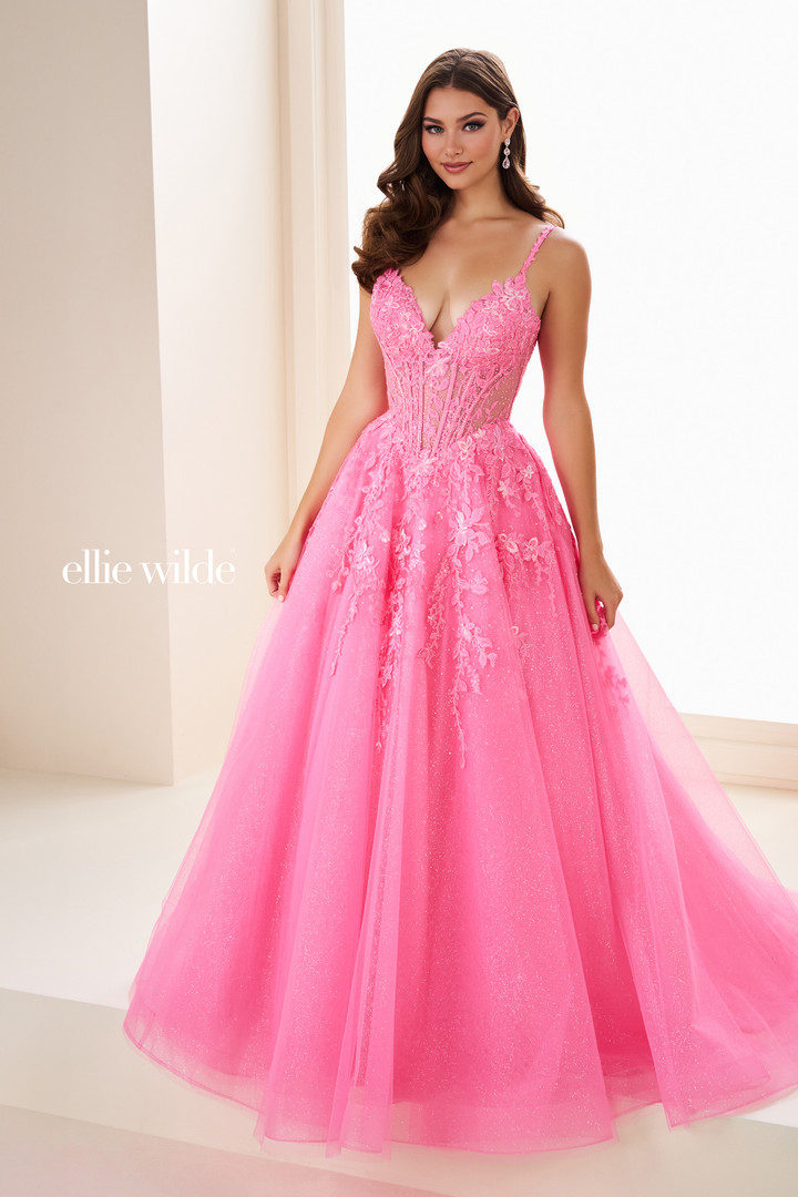 Ellie Wilde by Mon Cheri EW37218 Glitter Tulle A-Line Dress Ellie Wilde by Mon Cheri EW37218 Glitter Tulle A-Line Dress