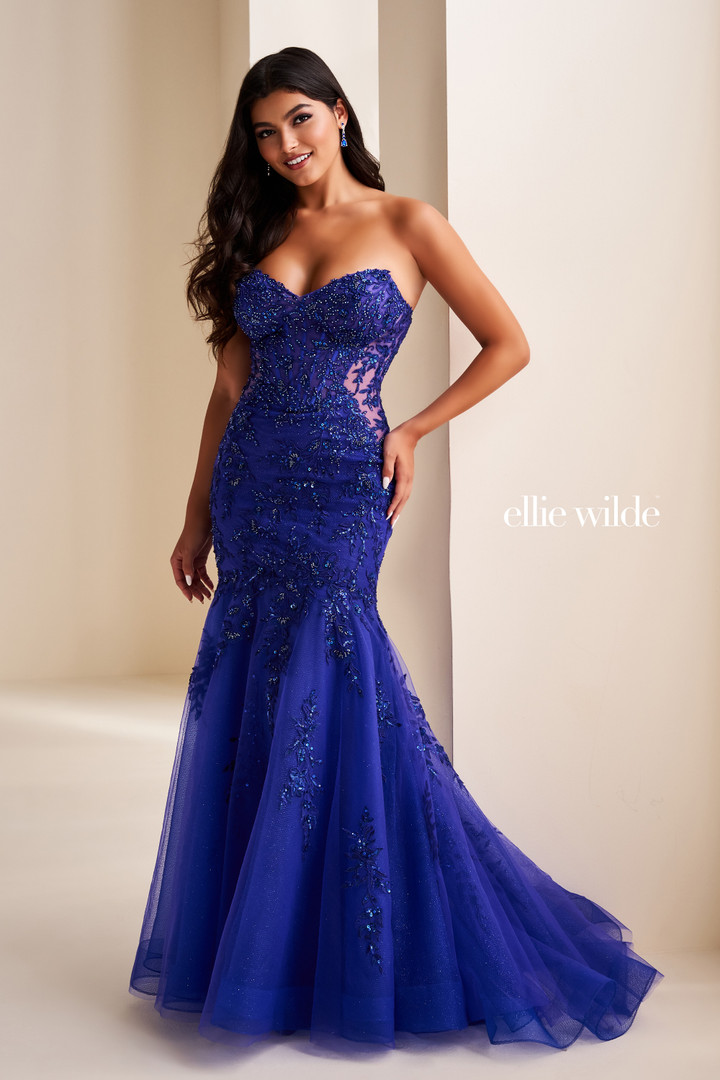 Ellie Wilde by Mon Cheri EW37085 Sequin Lace Strapless Gown