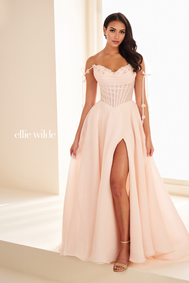 Ellie Wilde by Mon Cheri EW37111 Textured Organza Ball Gown