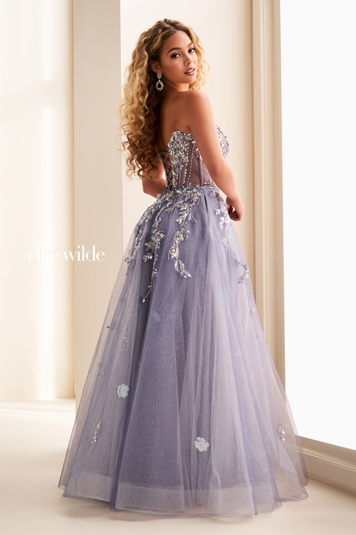 Ellie Wilde by Mon Cheri EW37119 Beaded Tulle Strapless Gown