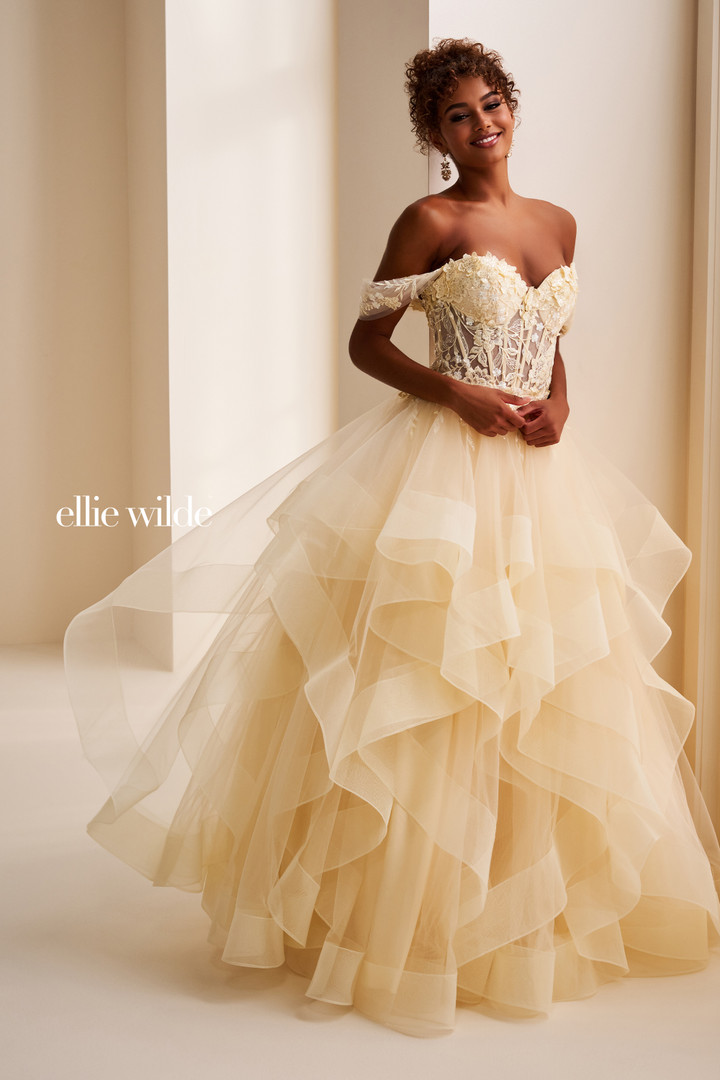 Ellie Wilde by Mon Cheri EW37201 Lace Two-in-One Short Dress