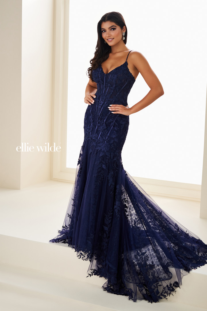 Ellie Wilde by Mon Cheri EW37216 Beaded Straps V-Neck Dress