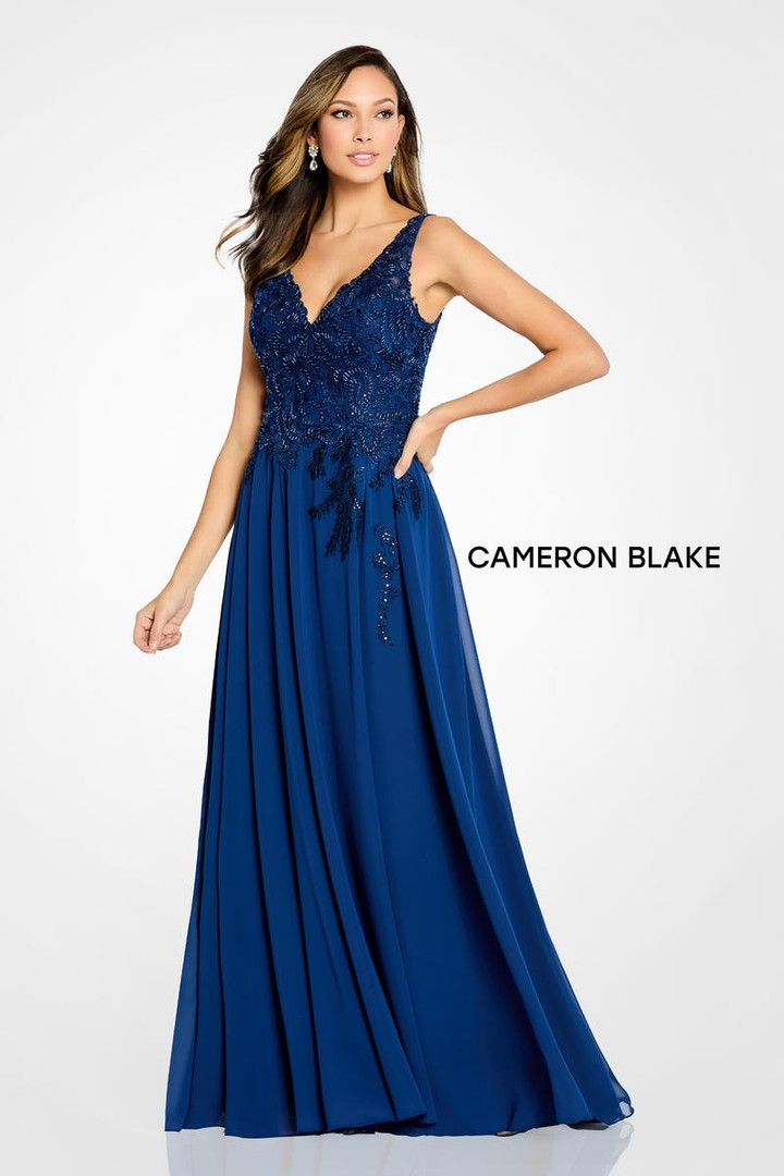 Cameron Blake by Mon Cheri CB117 Lace Chiffon V-Neck Dress