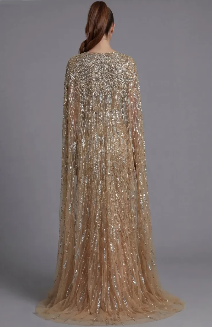 Jovani 36358 Beaded V-neckline Drop Sleeves Evening Gown