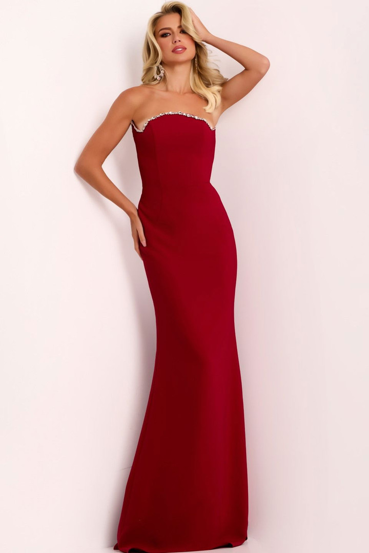 Jovani 44184 Stretch Crepe Crystal Embellishments Long Gown