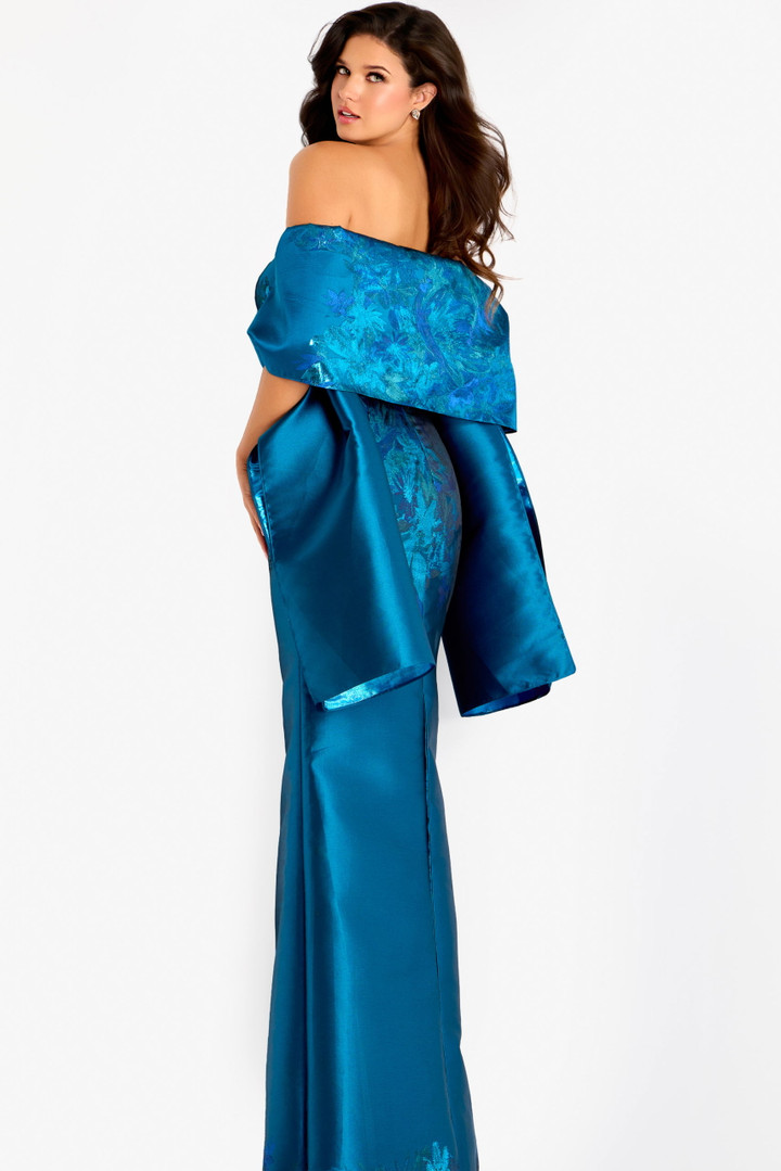 Jovani 45577 Floral Embroidery Straight Neck Strapless Gown